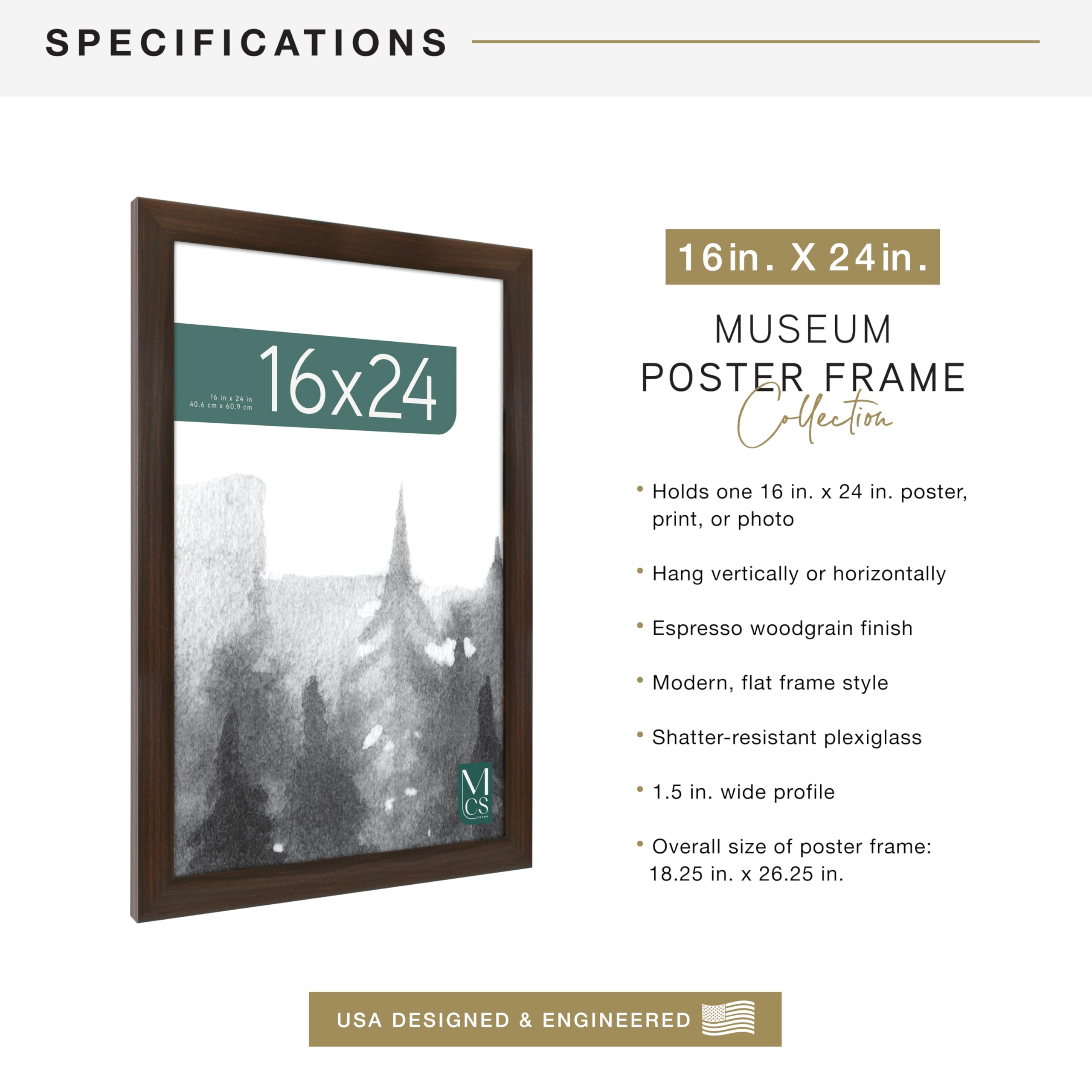 Amazon.com - MCS Museum Poster Frame 16x24 Espresso Woodgrain